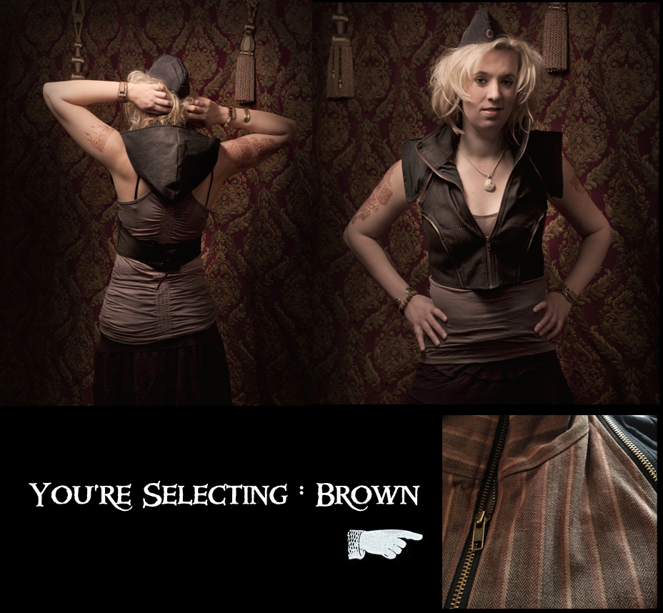 Cropped, Detachable Hooded Vest, Large-Brown